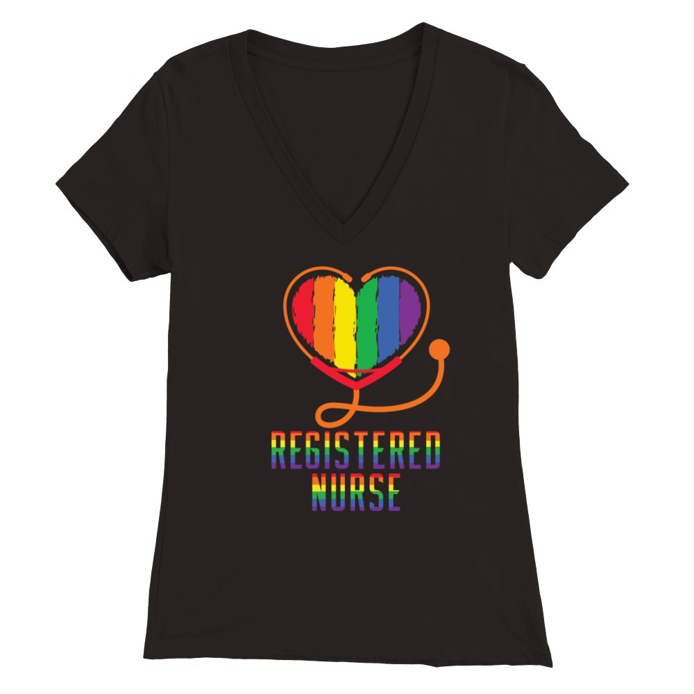 Registered Nurse Stethoscope Lesbian Gay Premium Womens V-Neck T-shirt