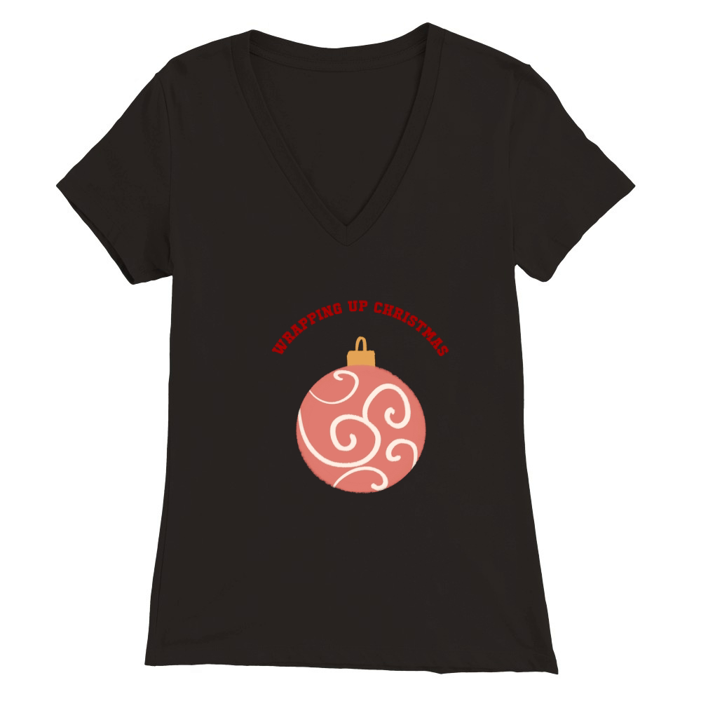 Wrapping Up Christmas red ornament with pattern Premium Womens V-Neck T-shirt