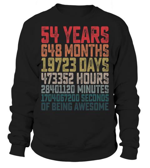54th Birthday Shirt Vintage Retro Countdown Sweatshirt Unisex