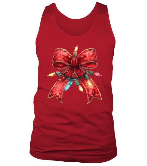 Christmas Light Red Coquette Bow 2 Tank Top Unisex