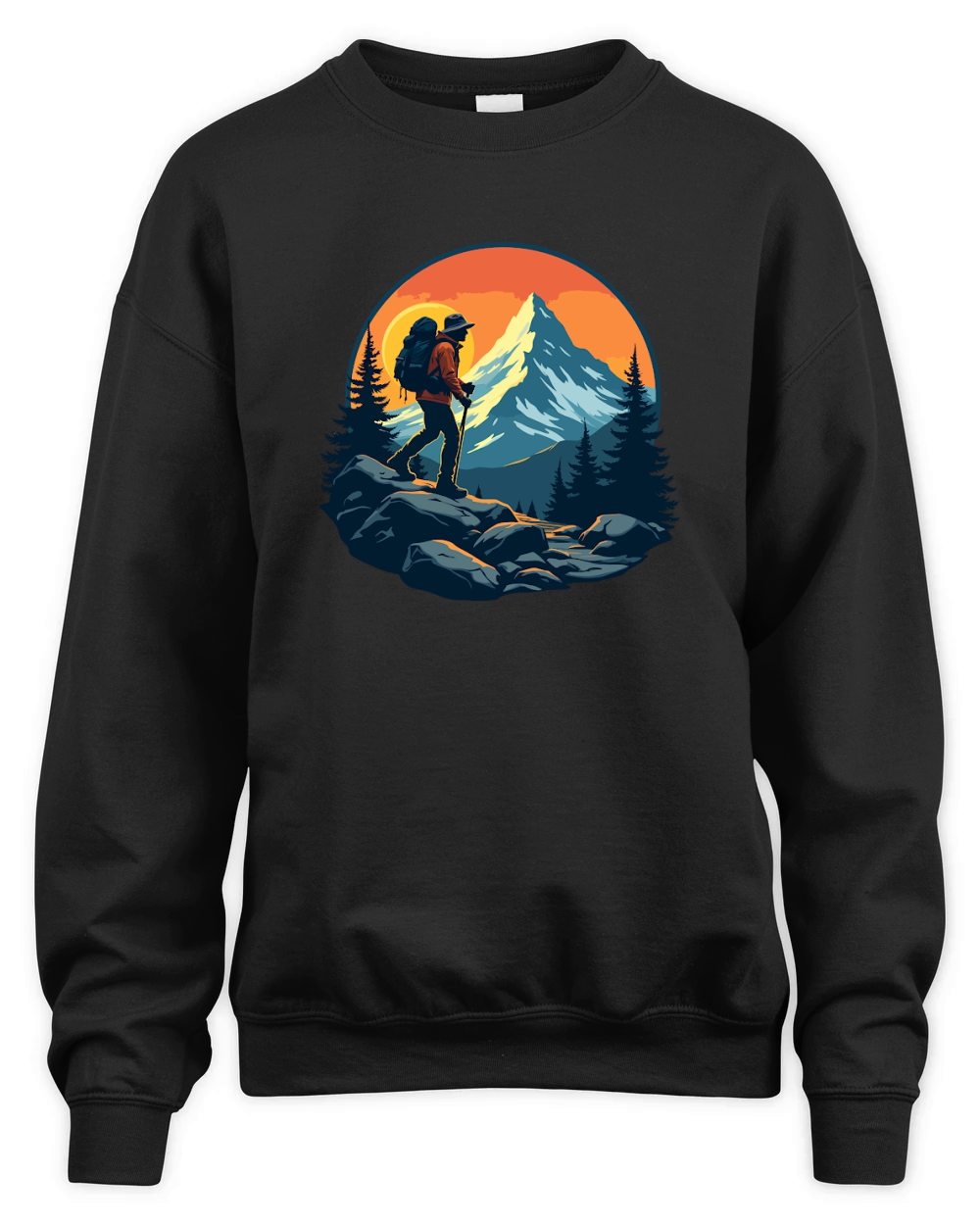 Mountain explorer hiking adventure Illus 02 Unisex Premium Crewneck Sweatshirt