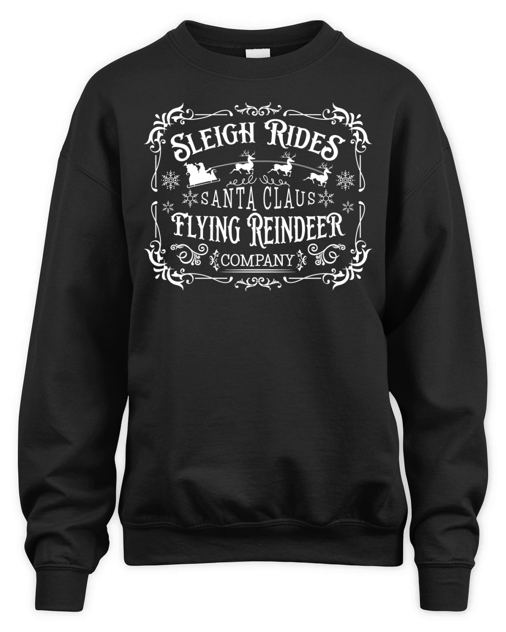 Vintage Christmas Sign Santa Claus flying Reindeer SVG white300 Unisex Premium Crewneck Sweatshirt