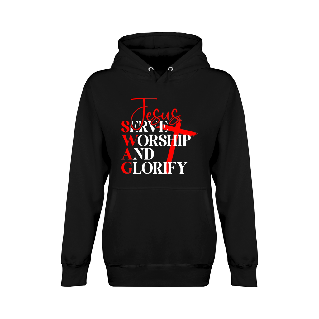 Jesus Serve Worship And Glorify Unisex Premium Pullover Hoodie