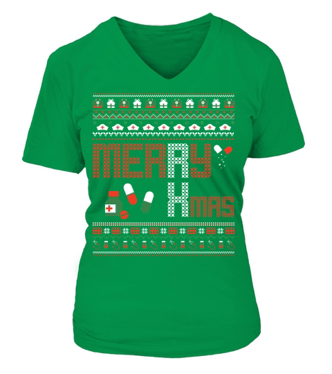Merry Xmas Christmas Pharmacists V-neck T-Shirt Woman