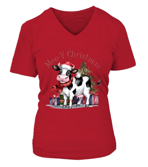 Moo Y Christmas Vintage V-neck T-Shirt Woman