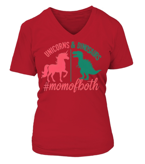 Unicorns And Dinosaurs #momofboth 02 V-neck T-Shirt Woman
