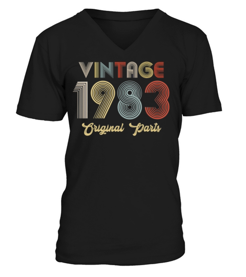 38th Birthday Vintage 1983 Original Parts V-Neck T-shirt