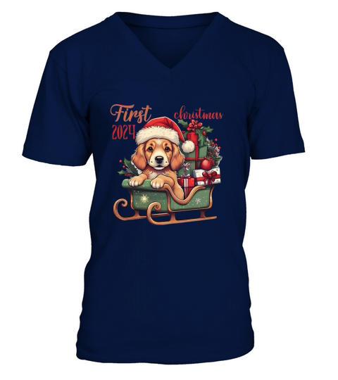 First christmas 2024 Dog 1 V-Neck T-shirt