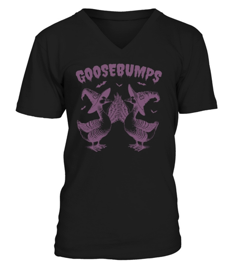 Goosebumps Halloween Witch Goose L Purple V-Neck T-shirt