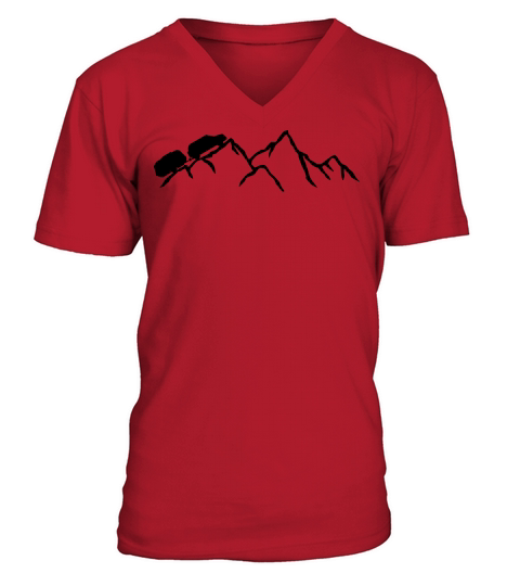 mountains mountains caravan silhouette off-road ve V-Neck T-shirt