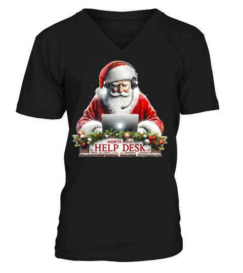 Santas North Pole Help Desk V-Neck T-shirt