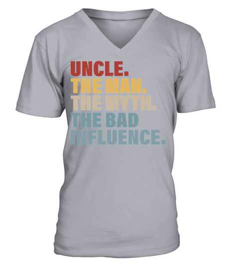 Vintage Fun Uncle Man Myth Bad Influence Funny V-Neck T-shirt
