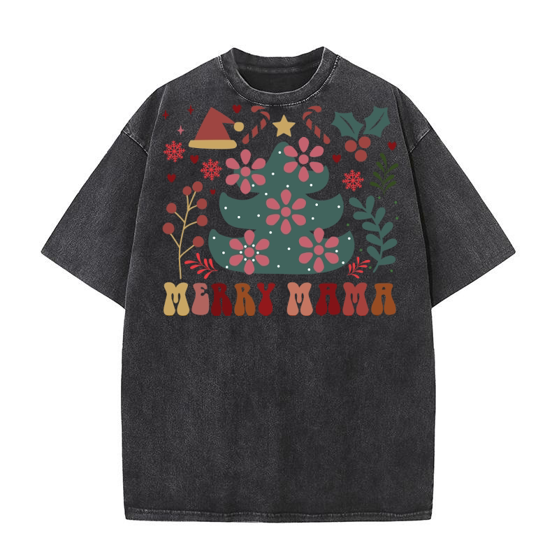 BOHO FLOWERS CHRISTMAS 3 02 Washed T-Shirt