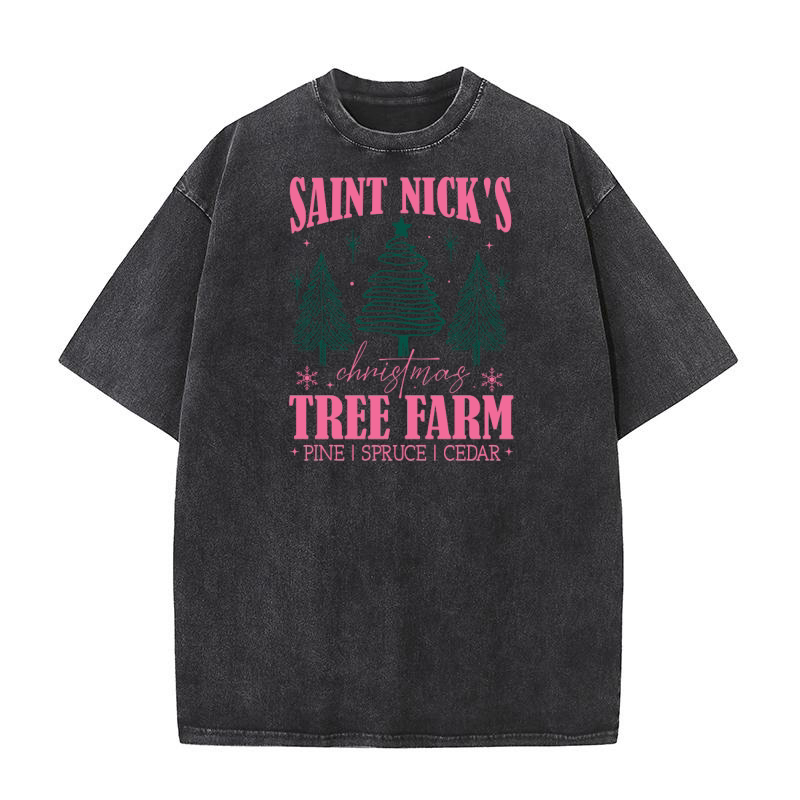 BSWD027 Saint Nicks Christmas Tree Farm Washed T-Shirt