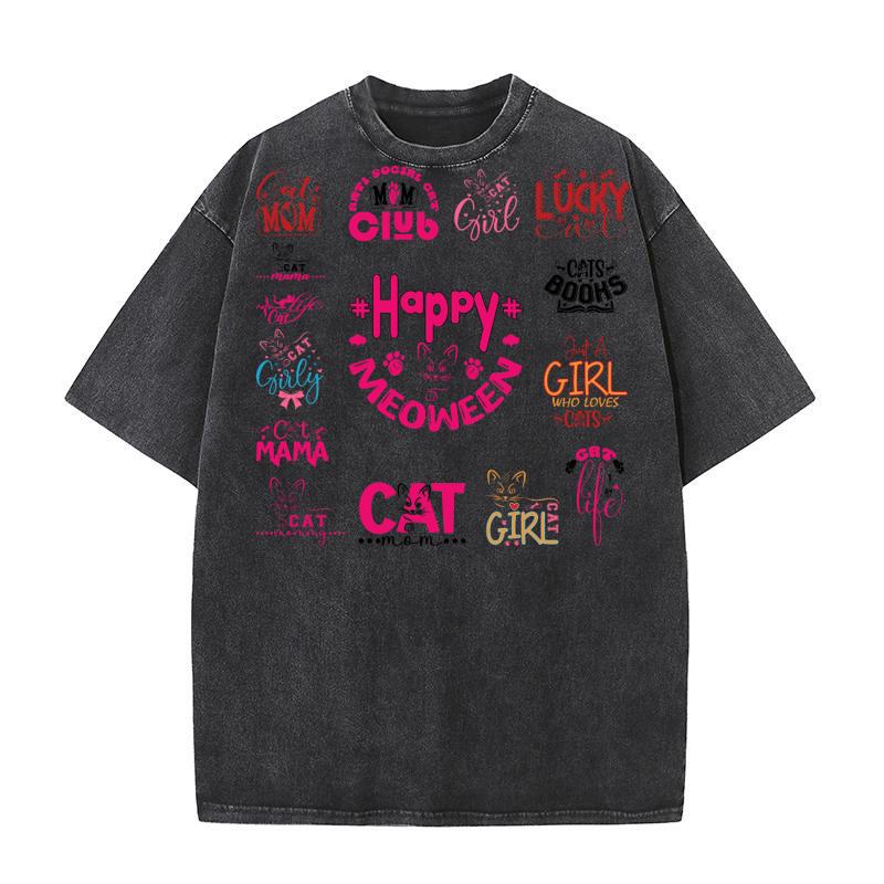 Cat Mom Club Girl Mama Washed T-Shirt