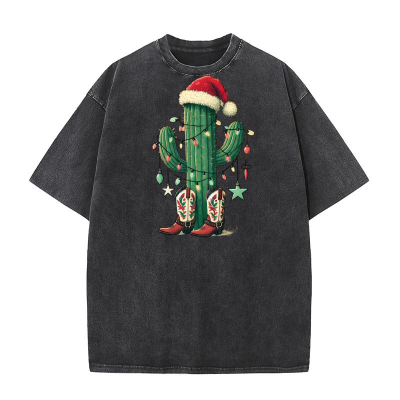 Christmas Cactus Festive 02 Washed T-Shirt
