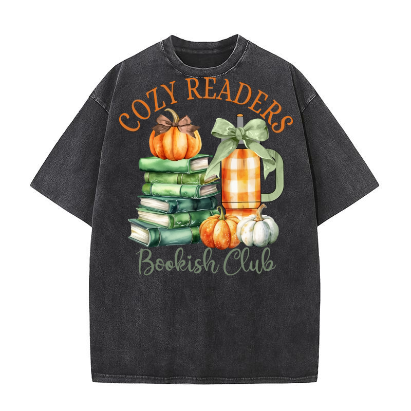 Fall Coquette Cozy Readers Bookish Club Washed T-Shirt