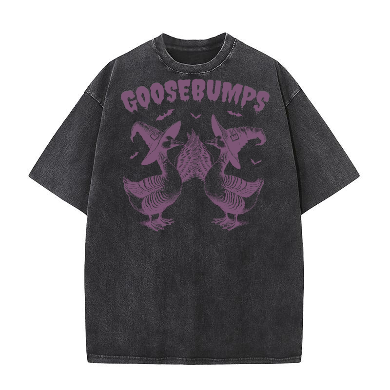 Goosebumps Halloween Witch Goose L Purple Washed T-Shirt