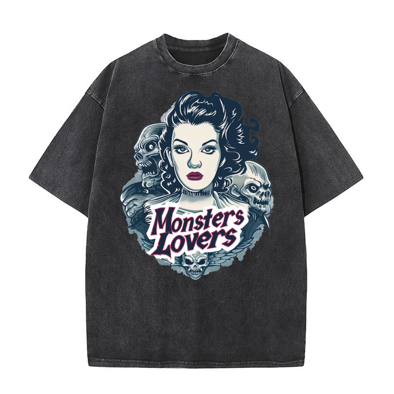 Monster Lover Vintage Halloween 4 Washed T-Shirt