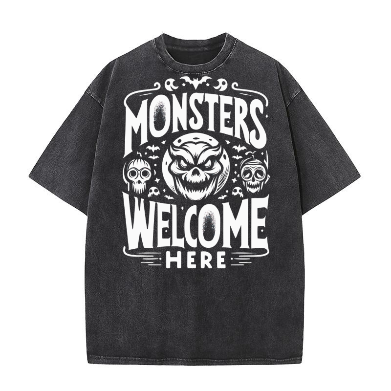 Monsters Welcome Here 3.01 Washed T-Shirt