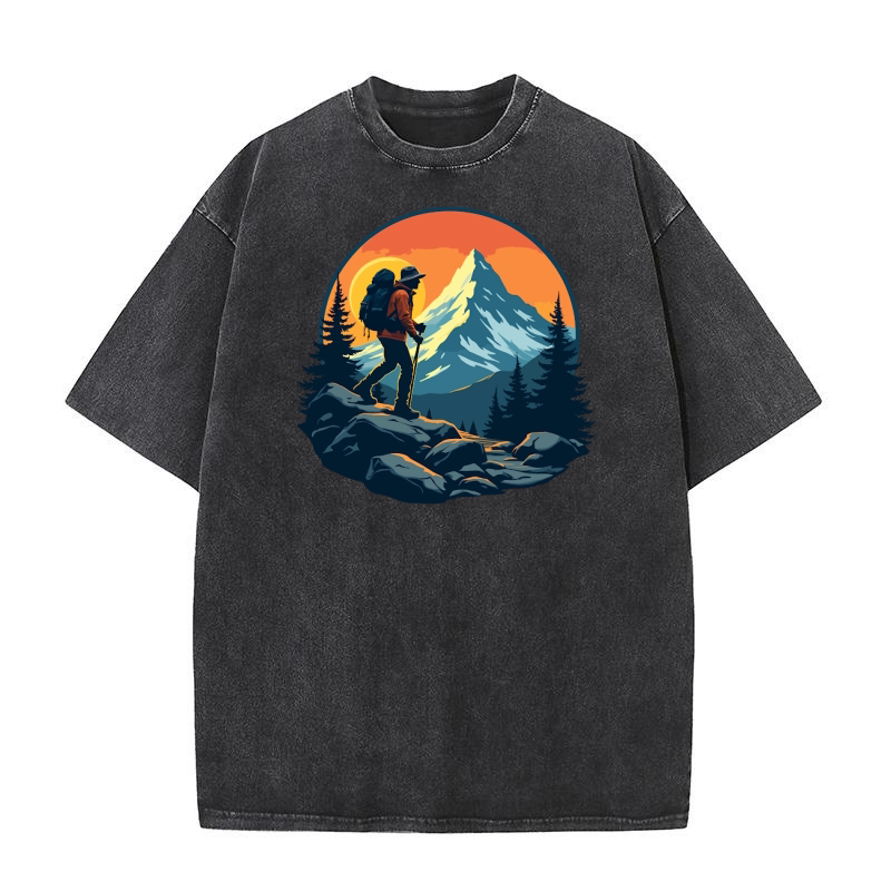 Mountain explorer hiking adventure Illus 02 Washed T-Shirt