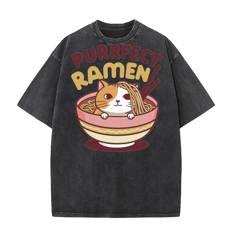 purrfect ramen Washed T-Shirt