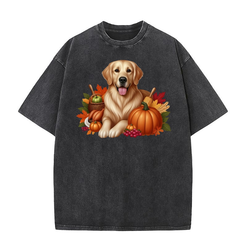 Retriever Thanksgiving Dog clipart (3) Washed T-Shirt