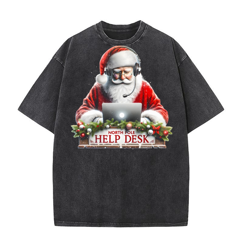 Santas North Pole Help Desk Washed T-Shirt