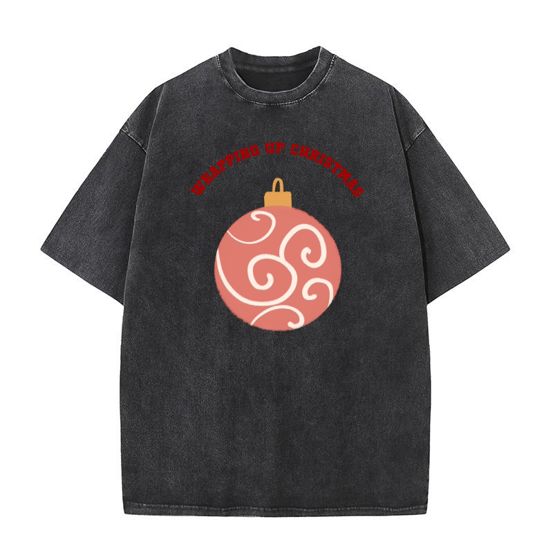 Wrapping Up Christmas red ornament with pattern Washed T-Shirt