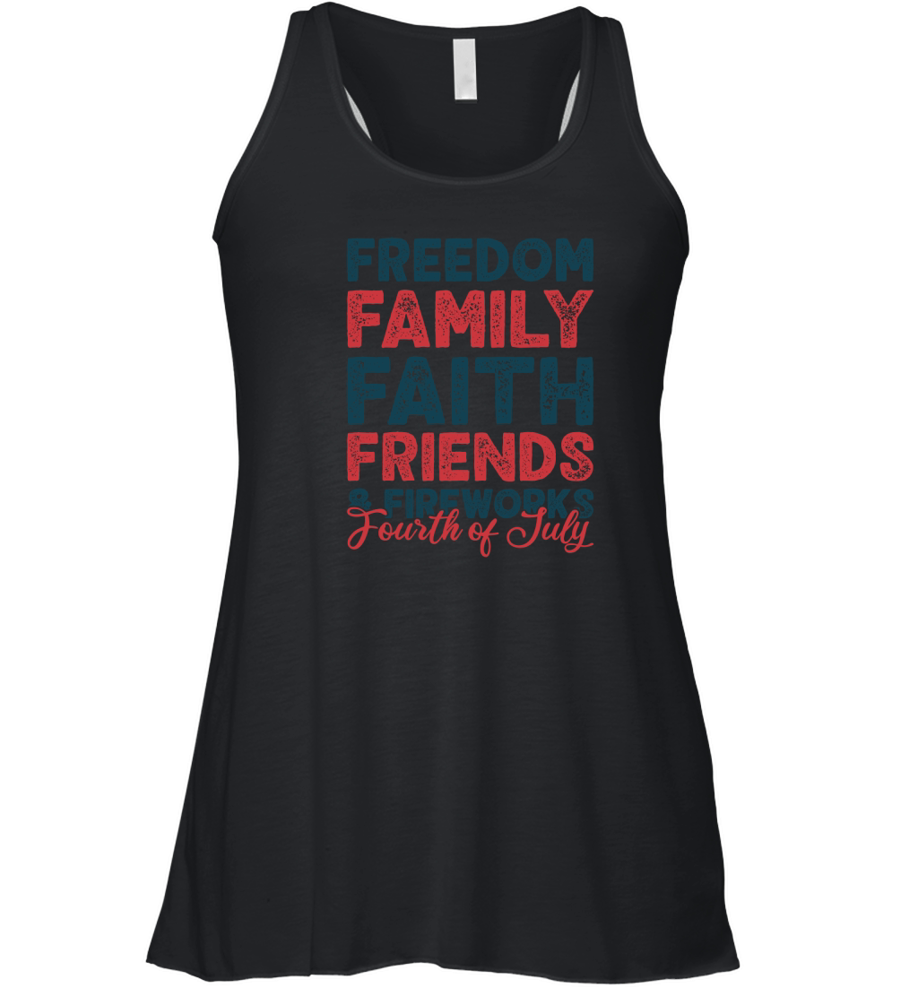 Freedom Family Faith friends & fireworks fourth of july Women's Flowy Tank Top