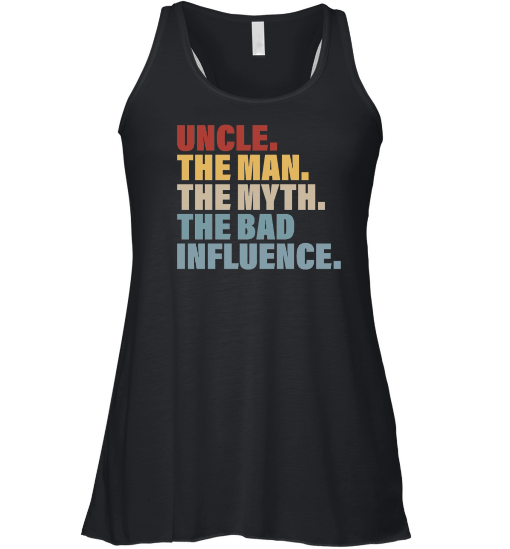 Vintage Fun Uncle Man Myth Bad Influence Funny Women's Flowy Tank Top