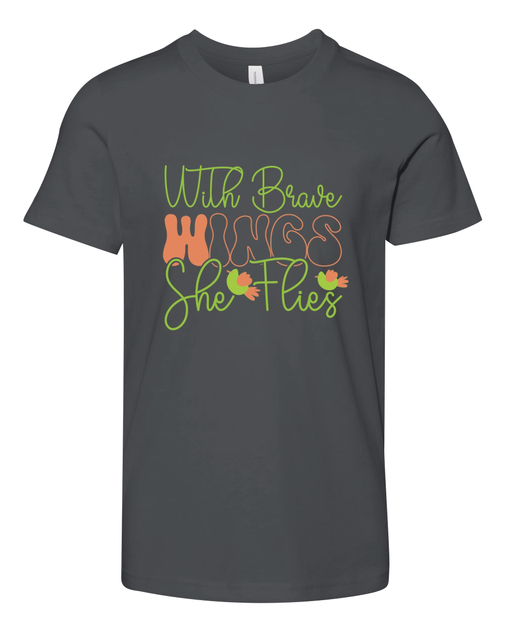 With Brave Wings She Flies 2 Youth Unisex Jersey Tee