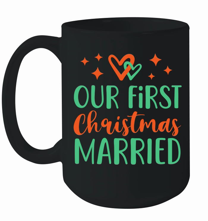 Our First Christmas Married   colored Ceramic Mug