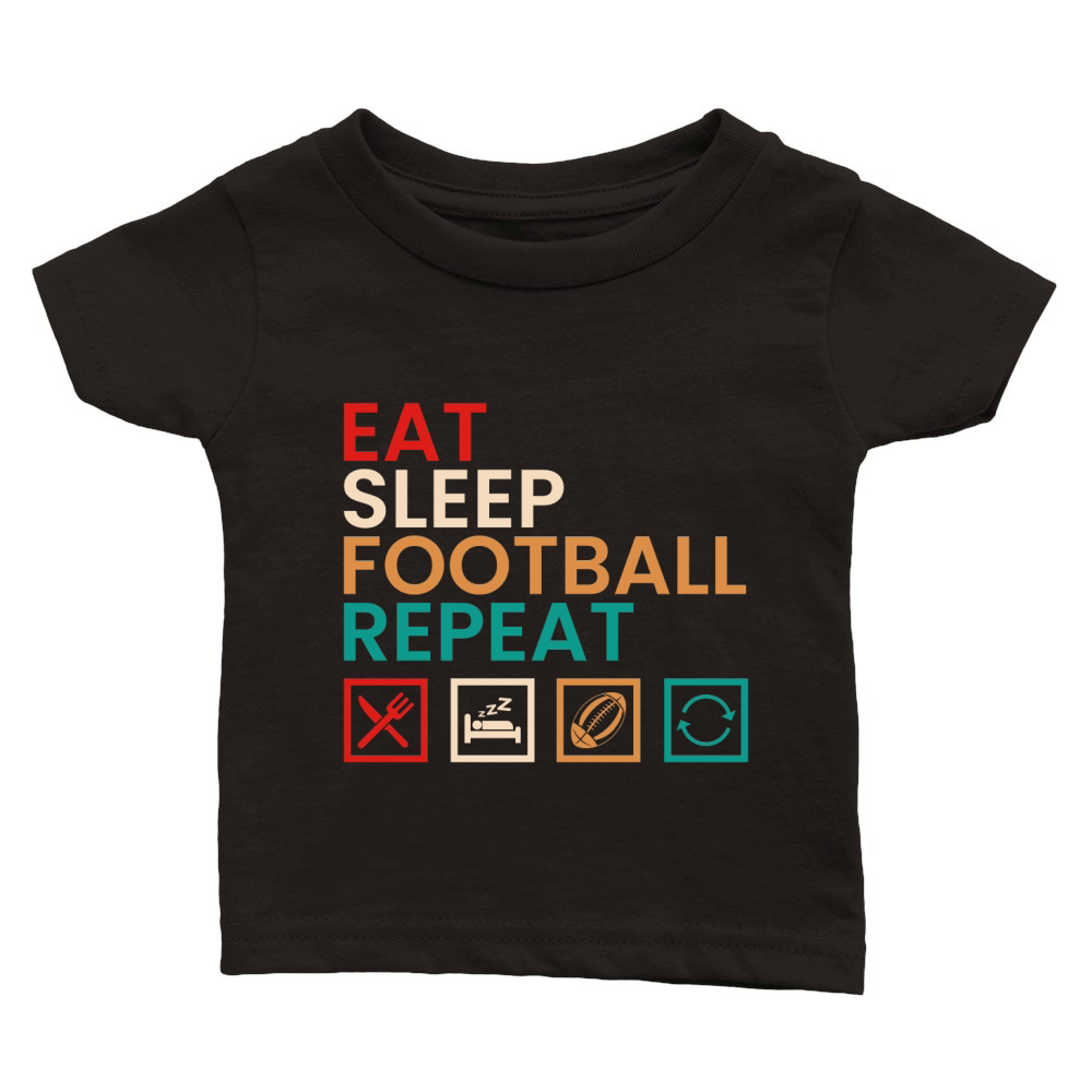 Eat sleep football repeat (2) Classic Baby Crewneck T-shirt