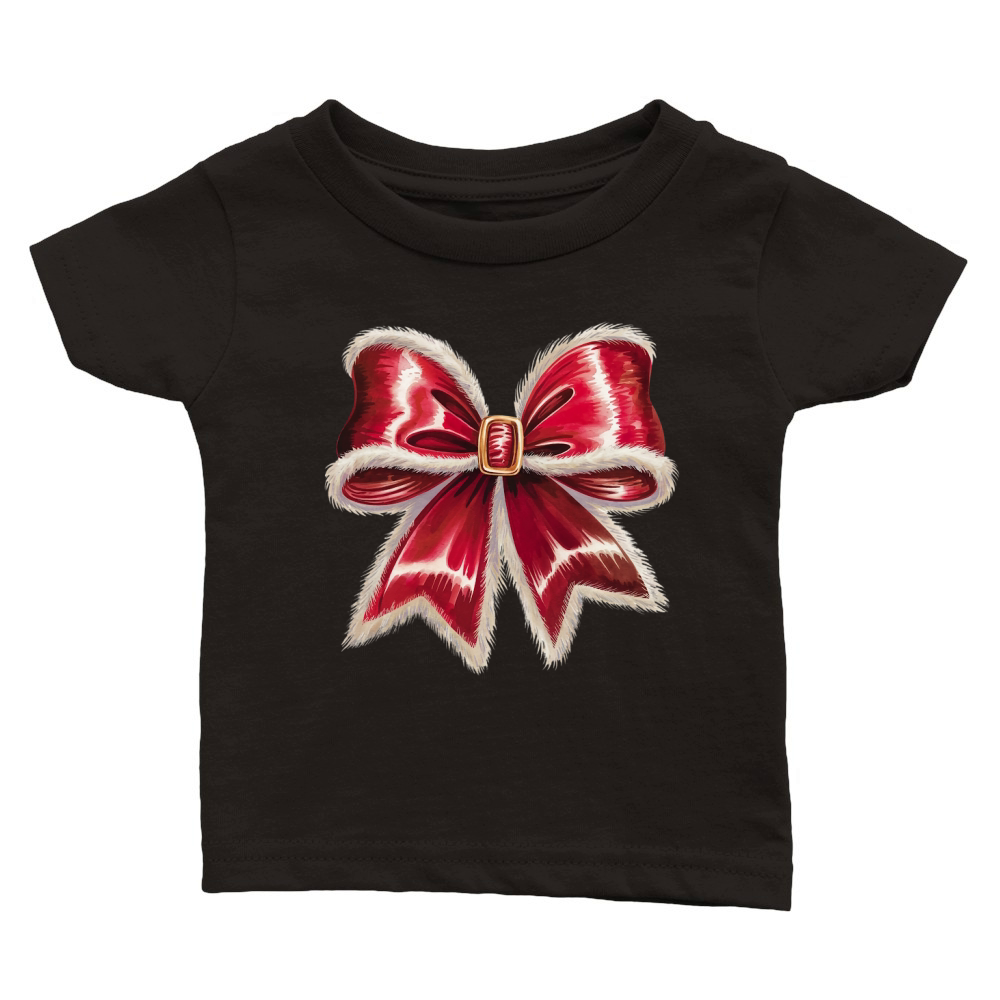 Santas Velvet Bow Holiday Classic Baby Crewneck T-shirt