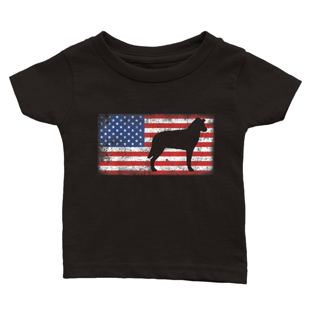 Vintage Retro American Flag Chinook Dog shirt Classic Baby Crewneck T-shirt