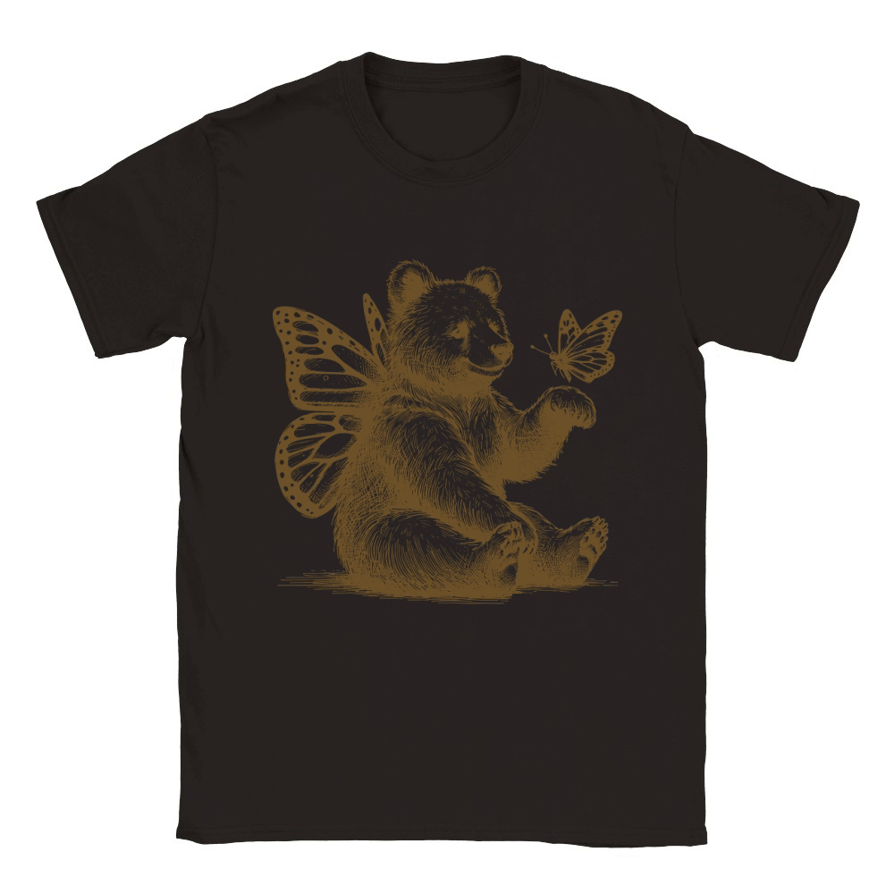 Bear With Butterfly Wings Vintage L iBrown Classic Kids Crewneck T-shirt