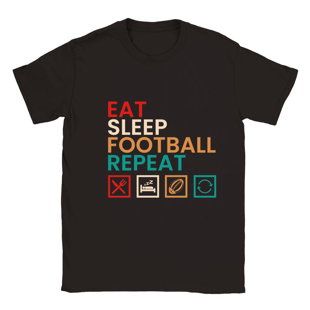 Eat sleep football repeat (2) Classic Kids Crewneck T-shirt