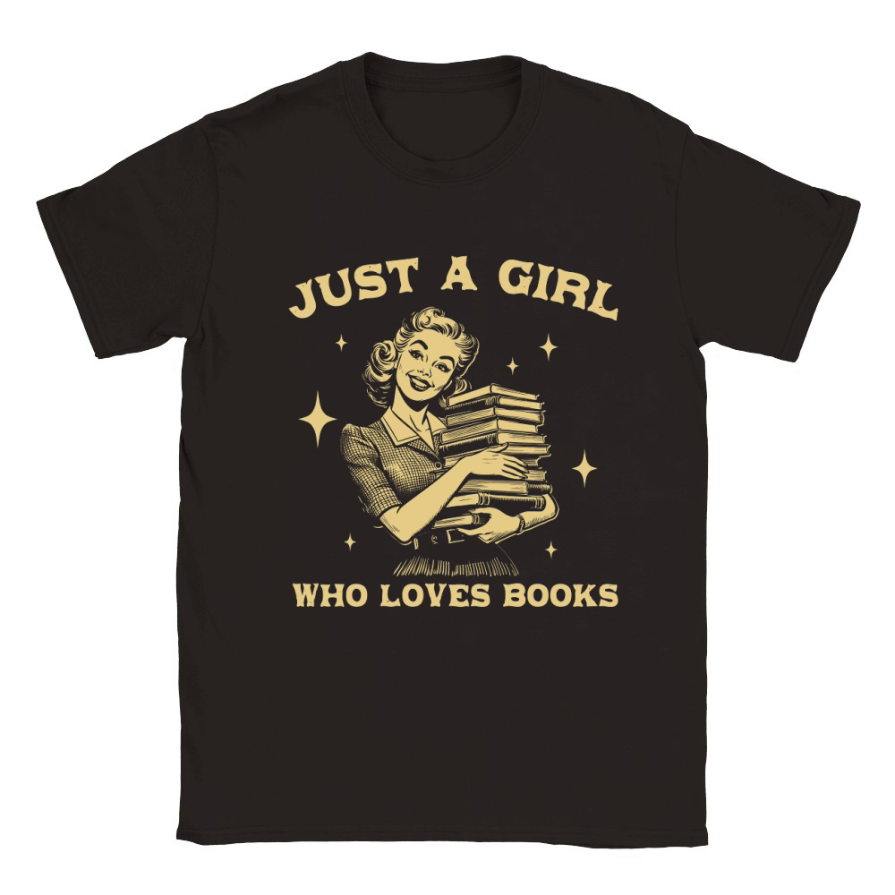Just A Girl Who Loves Books D Yellow Classic Kids Crewneck T-shirt