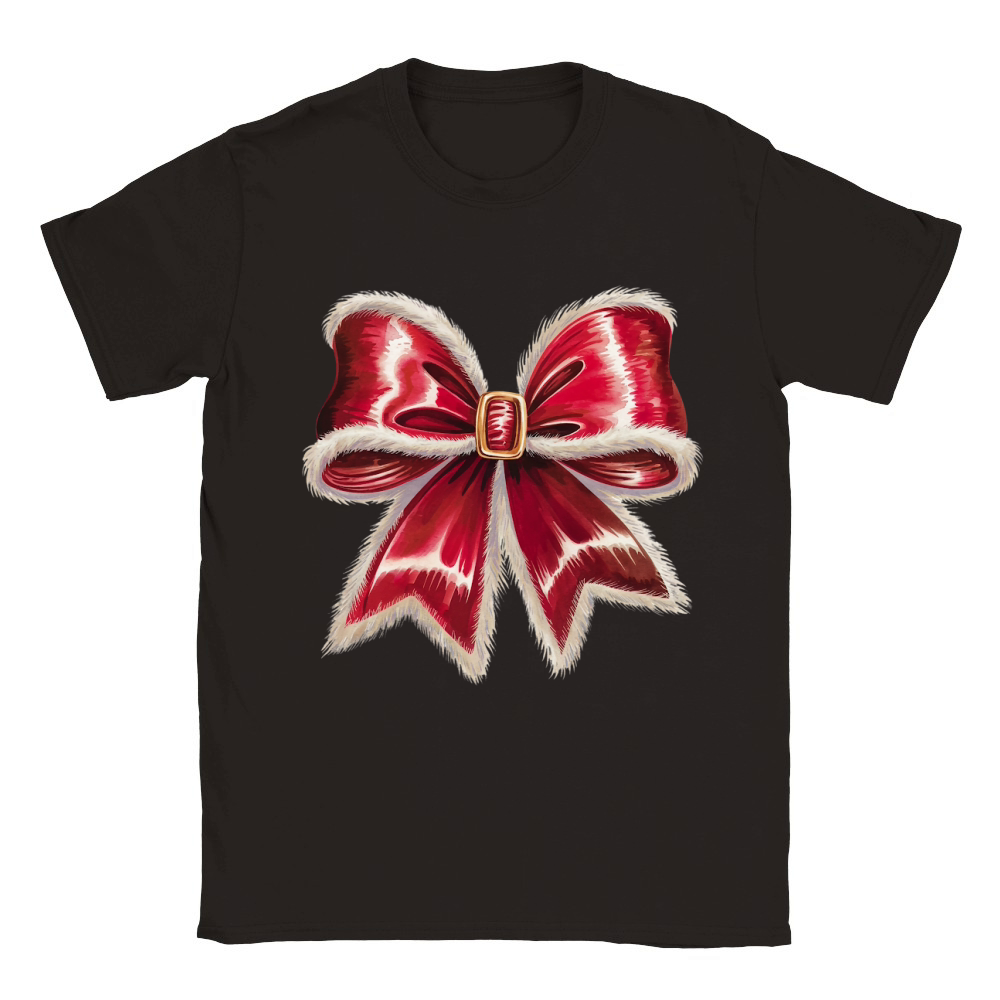 Santas Velvet Bow Holiday Classic Kids Crewneck T-shirt