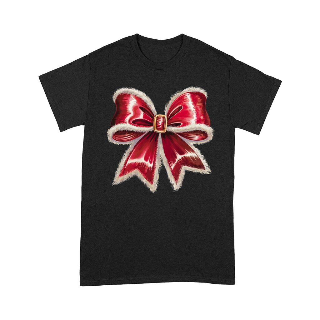 Santas Velvet Bow Holiday Comfort T-shirt