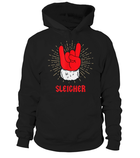 Funny Sleigher Christmas Santa Claus Rocker Rock Music Hoodie Unisex