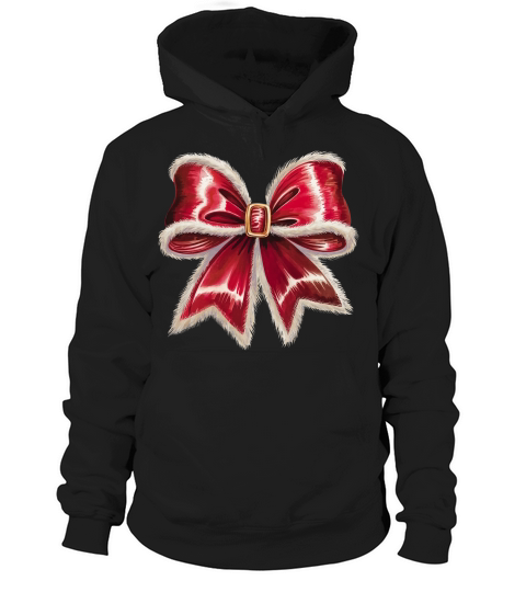 Santas Velvet Bow Holiday Hoodie Unisex
