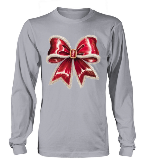 Santas Velvet Bow Holiday Long sleeved Unisex