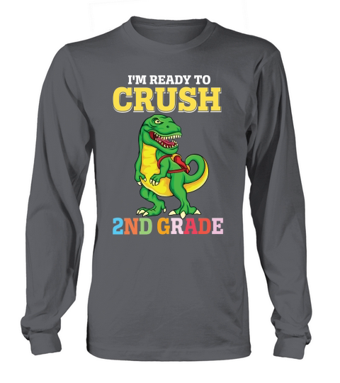 T rex Dinosaur Back to School 2nd grade Long sleeved Unisex