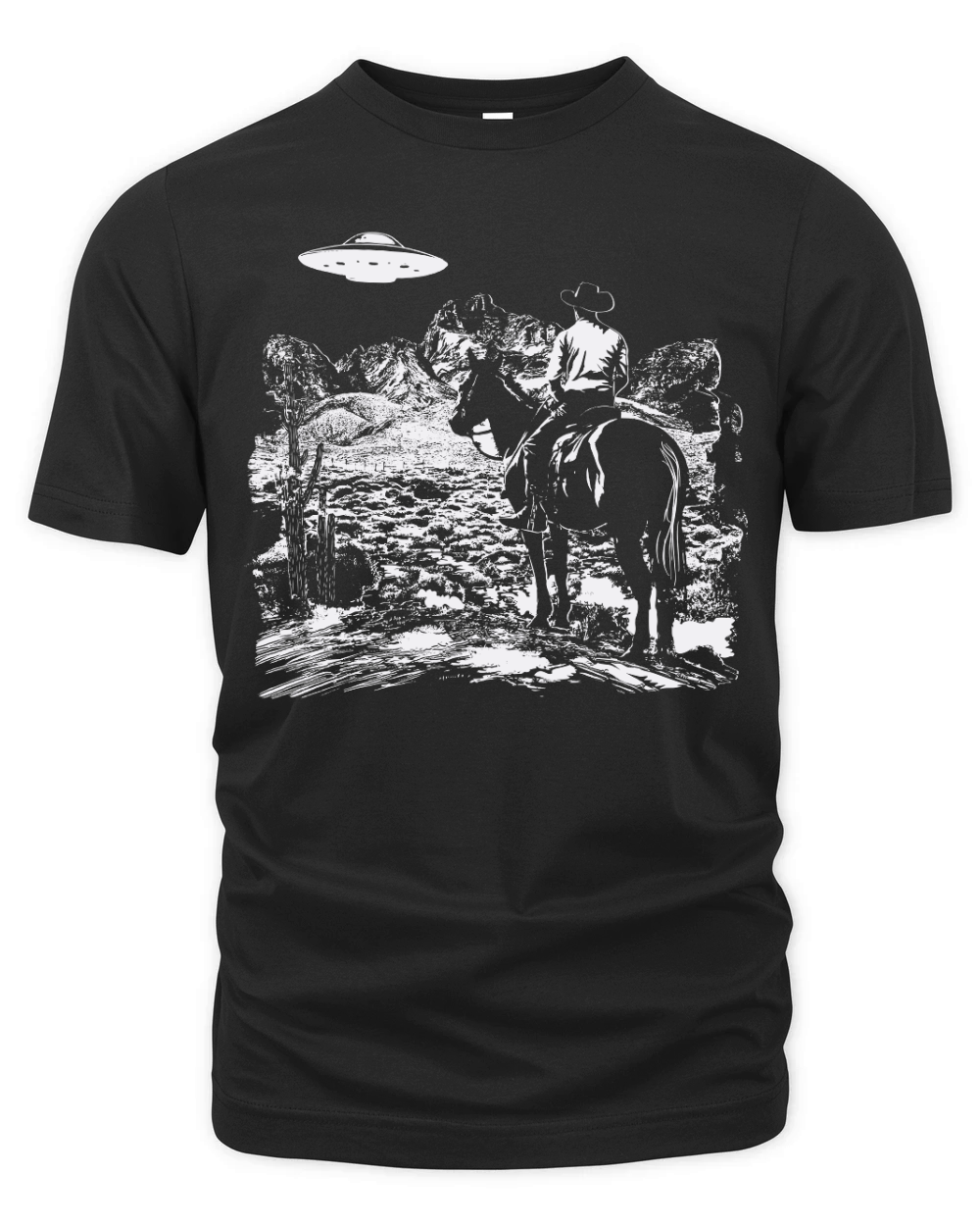 Cowboy UFO Black White Organic Unisex T-shirt