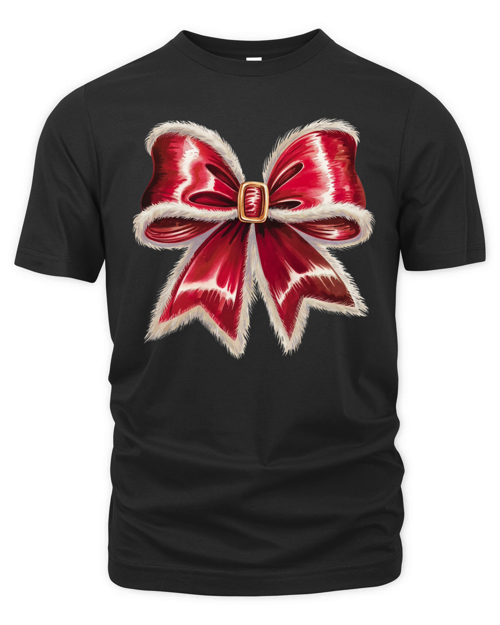 Santas Velvet Bow Holiday Organic Unisex T-shirt