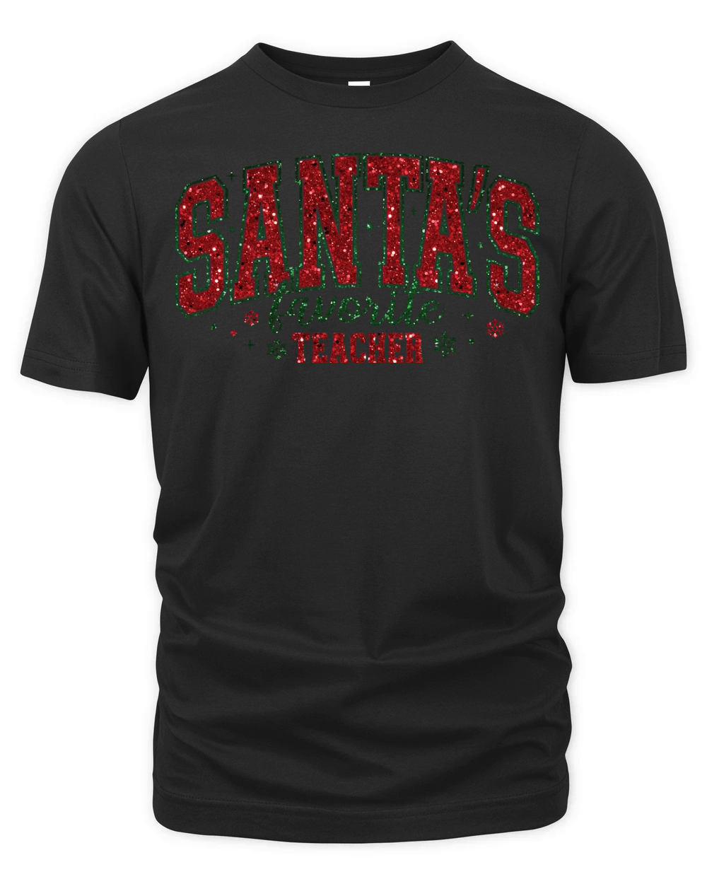SantasFavoriteTeacher2 Glitter Organic Unisex T-shirt