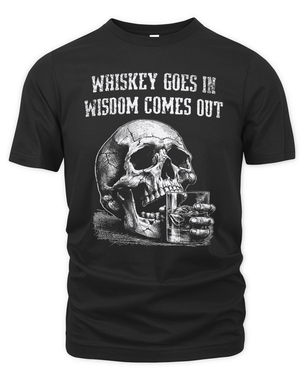 Skull Whiskey Goes In D White GR Organic Unisex T-shirt