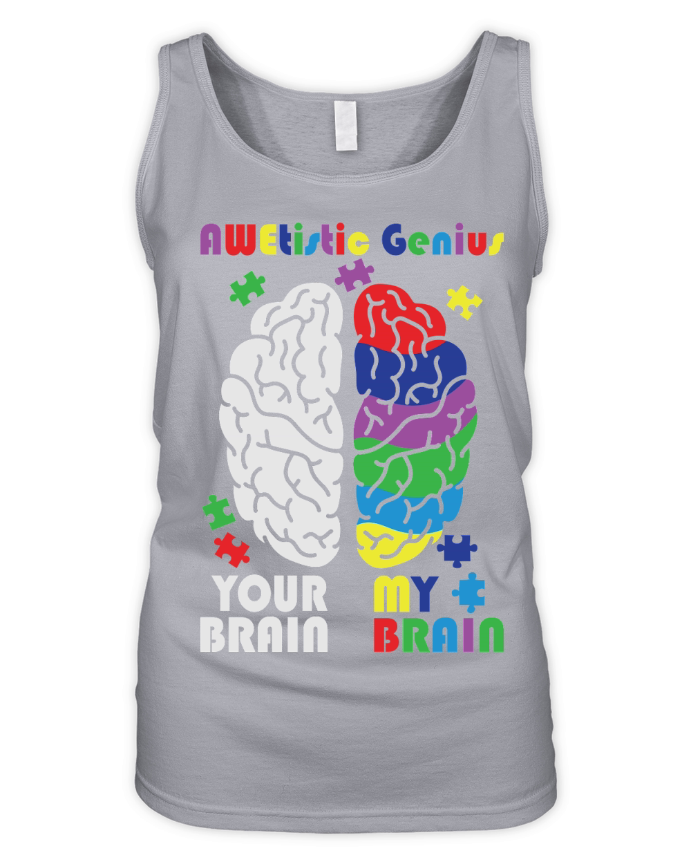 Autism Awareness Awetistic Genius Brain Organic Women's Tank Top